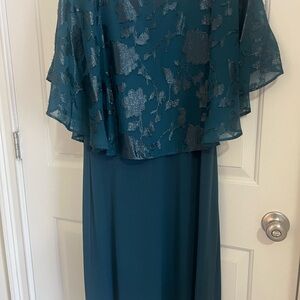 Connected Apparel Teal Maxi Dress with Silver Accents